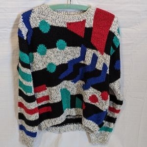Vintage T.Q. Long Sleeve Geometric Knit Sweater Women's Medium
